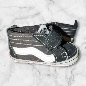 Vans Infant Crib Shoes Size 3 Black White Baby Sneakers
